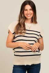 Ivory Striped Dolman Short Sleeve Maternity Sweater