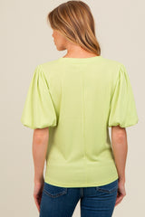 Lime Ribbed Puff Short Sleeve Maternity Top