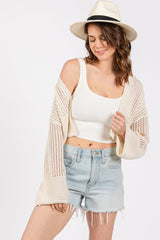 Ivory Open Knit Cropped Maternity Cardigan