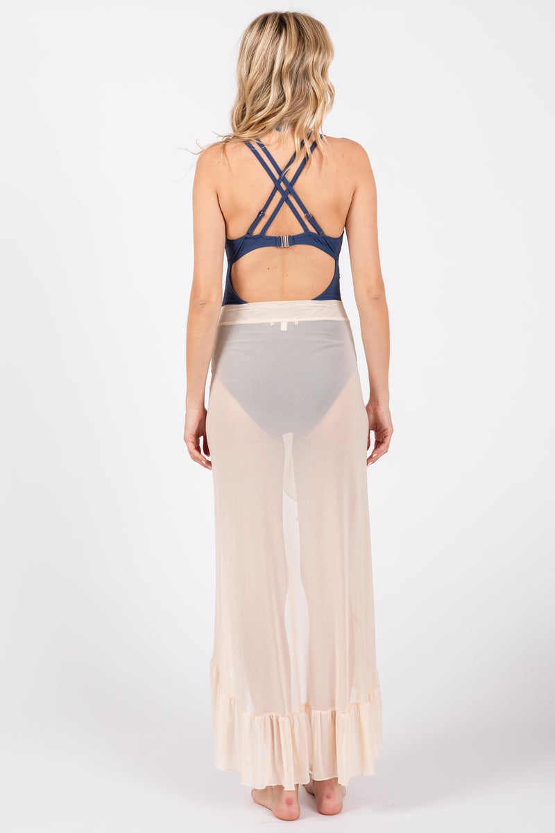 Cream Sheer Ruffle Accent Cover Up – PinkBlush