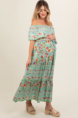 Jade Floral Off Shoulder Maternity Maxi Dress