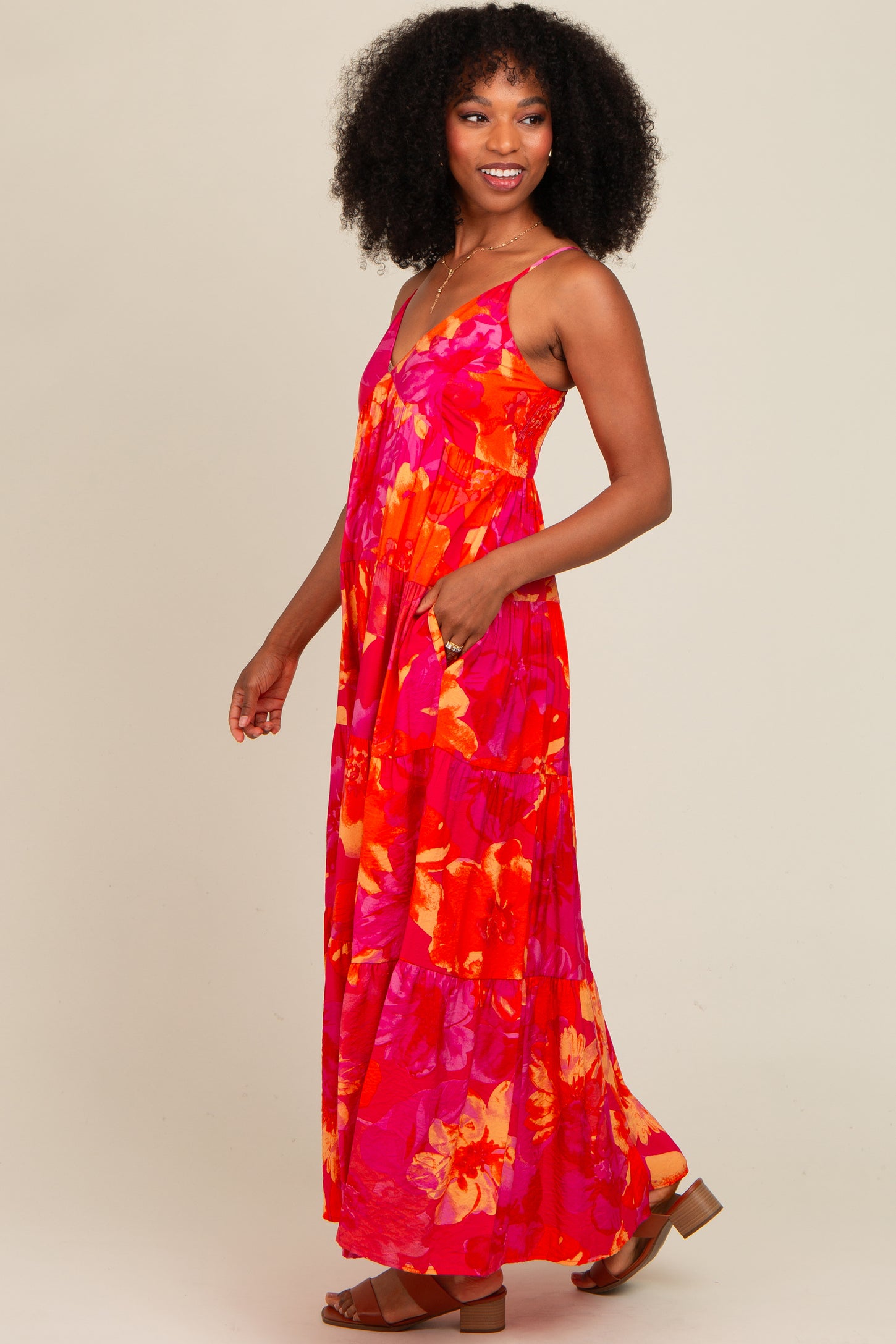 pink and orange tiered dress Women's Time Will Tell Dress, Pink
