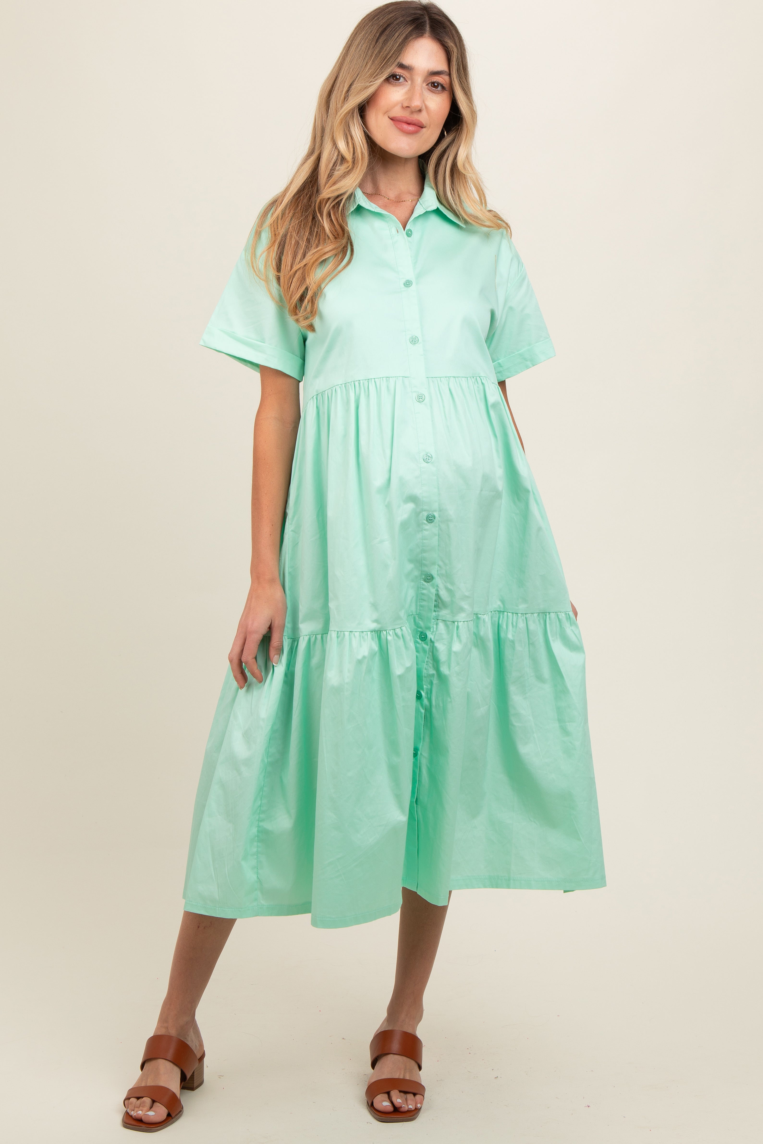 mint green tunic dress Aohooy Summer Linen Dresses for Women 2026 Cotton Linen Gauze Button V Neck Midi House Tunic Dress Plus Short Sleeve Beach Sundress Mint Green,M,