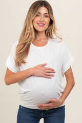 Ivory Round Neck Dolman Sleeve Maternity Top