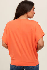 Orange Round Neck Dolman Sleeve Maternity Top
