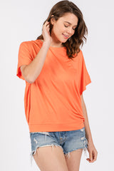 Orange Round Neck Dolman Sleeve Maternity Top