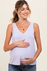 Lavender V-Neck Maternity Tank Top