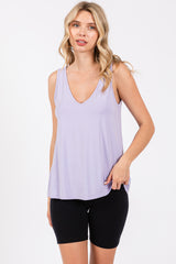 Lavender V-Neck Maternity Tank Top