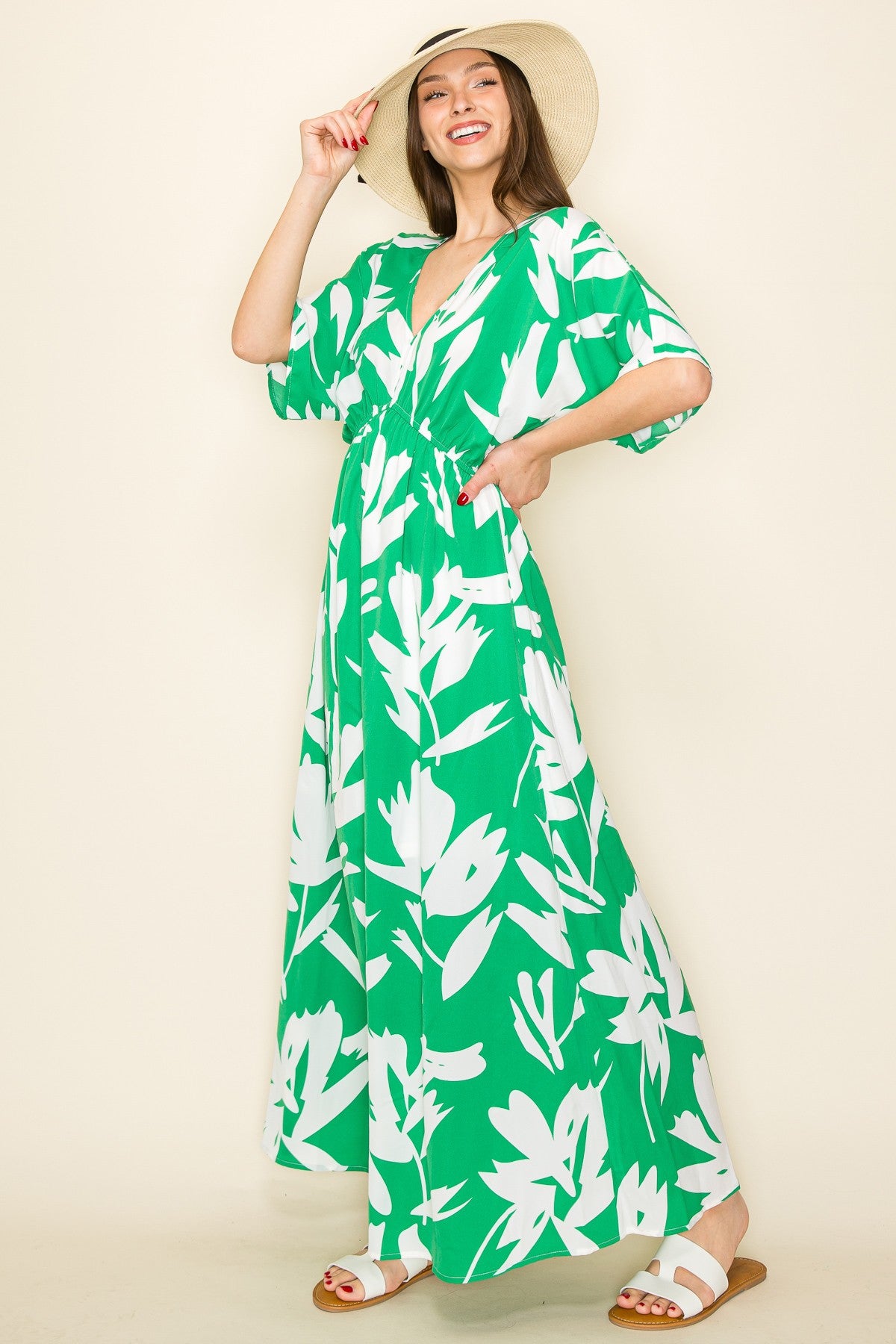 double slit green dress Emerald green infinity long slit dress