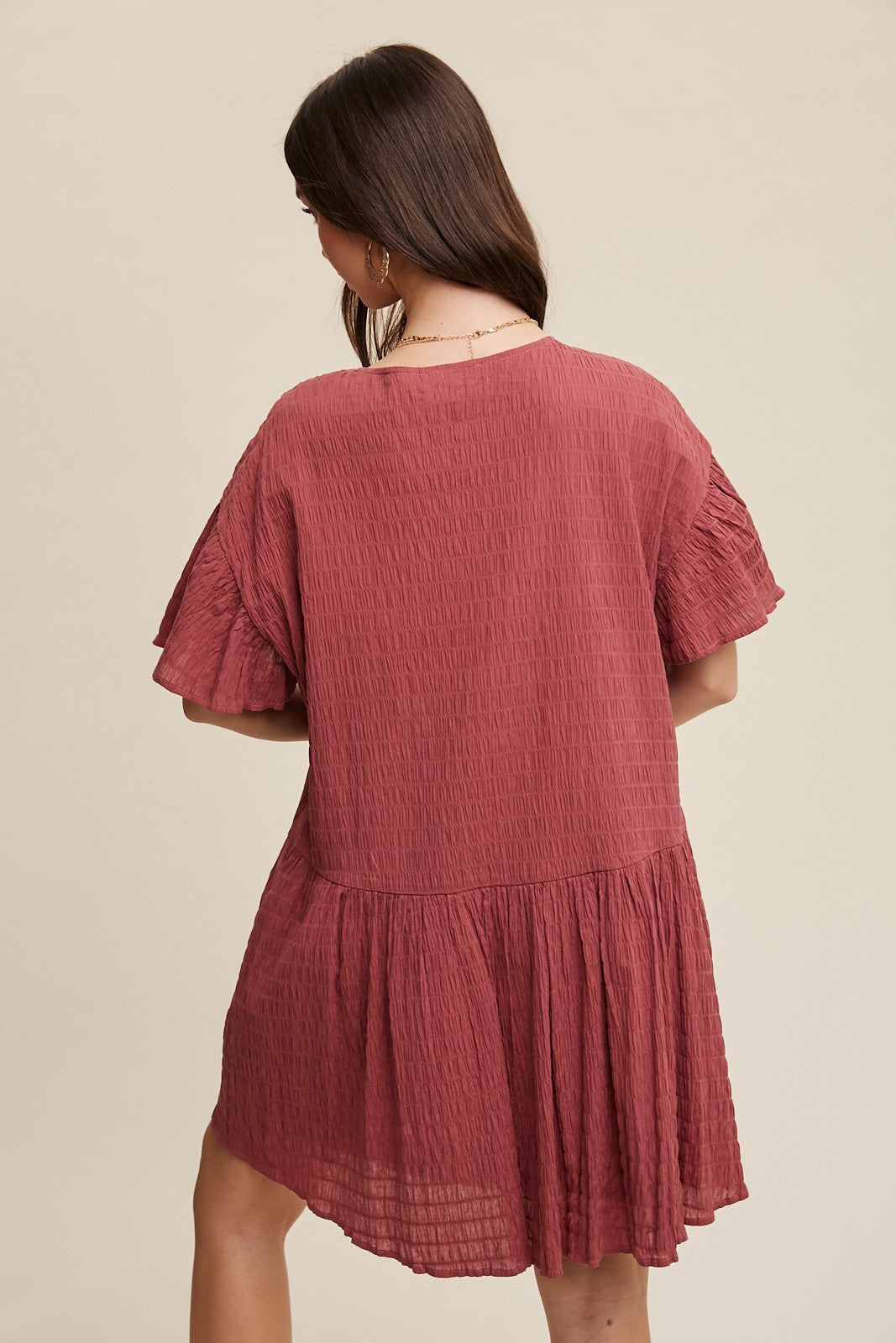 Deep Rose Crinkle Loose Fit Mini Dress PinkBlush Deep Rose Crinkle Loose Fit Mini Dress PinkBlush