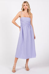 Lavender Ruched Maternity Midi Dress