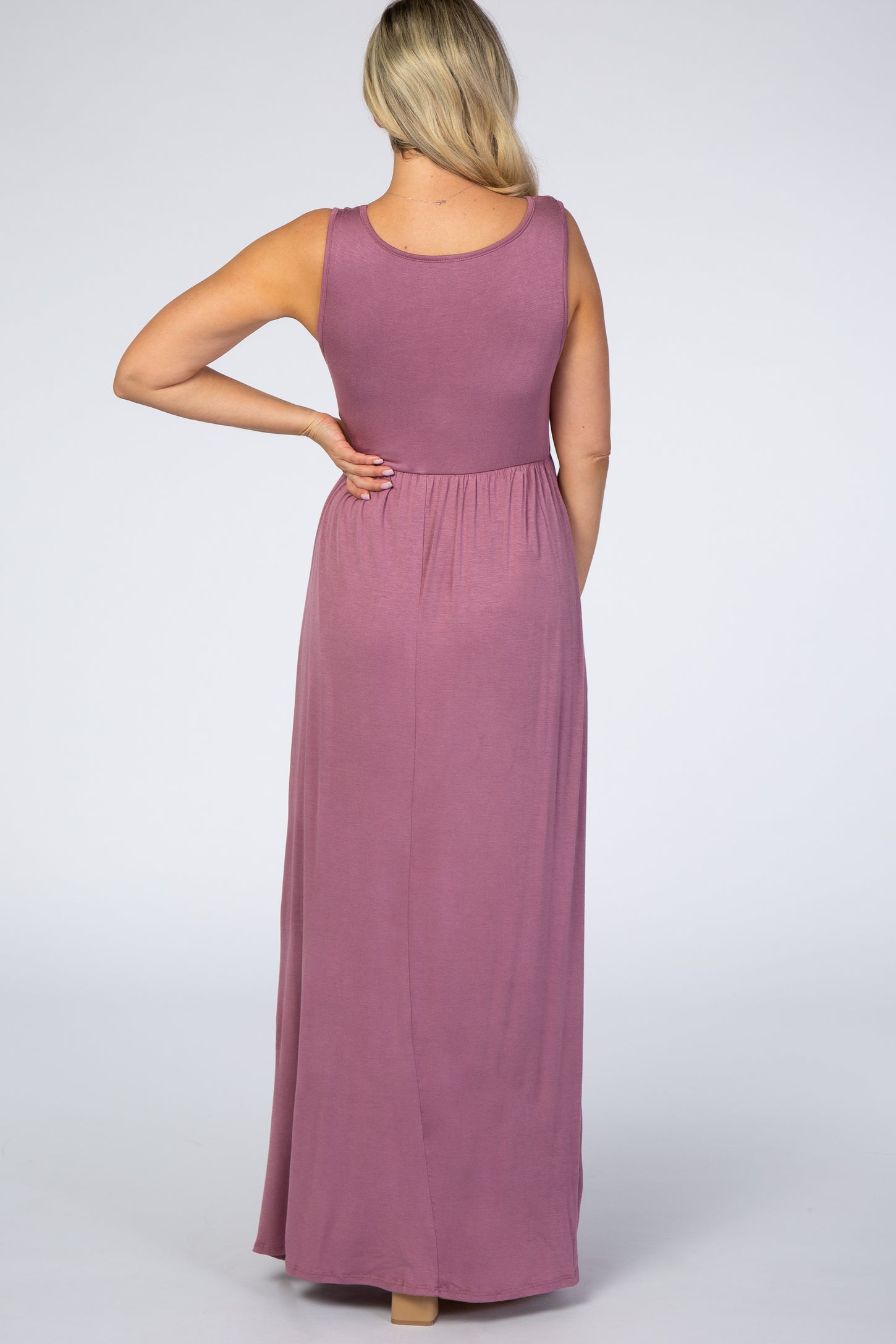 PinkBlush Mauve Basic Sleeveless Maternity Maxi Dress