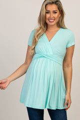 PinkBlush Mint Draped Front Maternity/Nursing Top