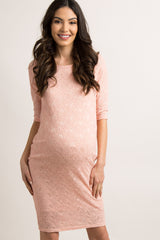 Pink Lace Maternity Dress
