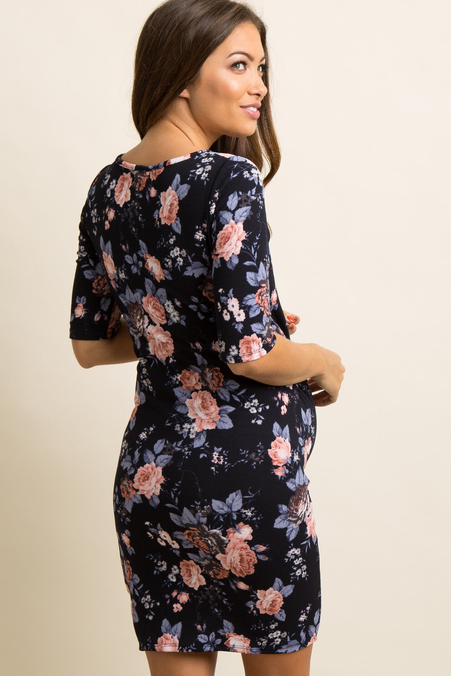 PinkBlush Navy Floral Fitted Maternity Dress PinkBlush Navy Floral Fitted Maternity Dress