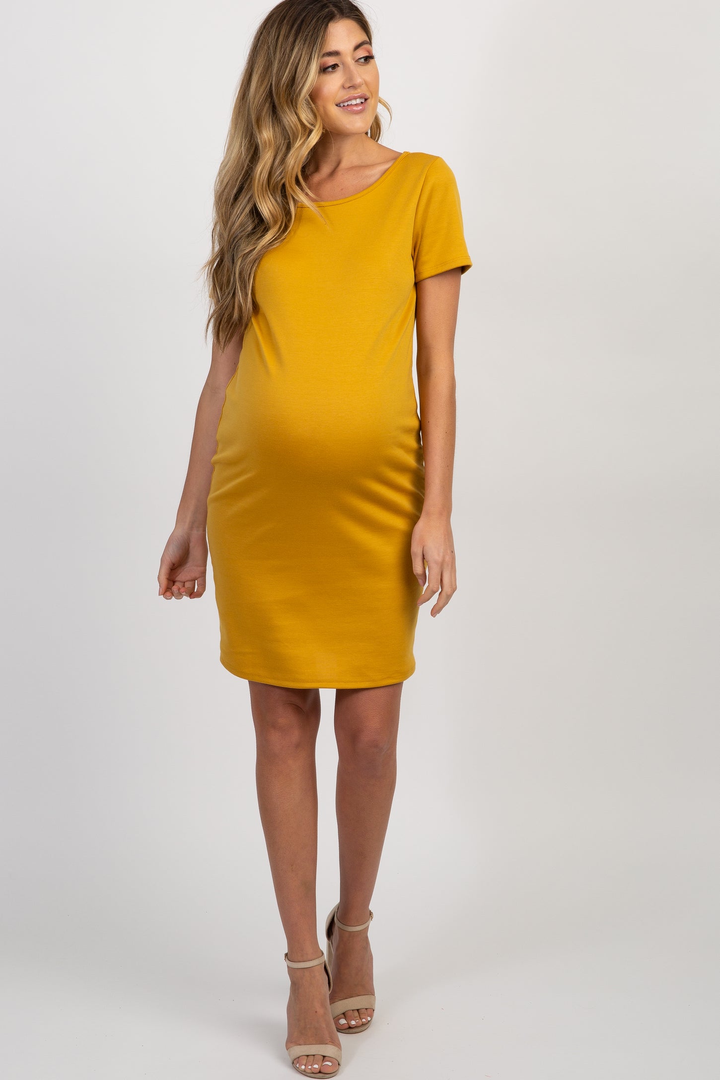 Casual Solid Round Neck Tee Short Sleeve Black Maternity Dresses (Pregnant  Women's) - Walmart.com