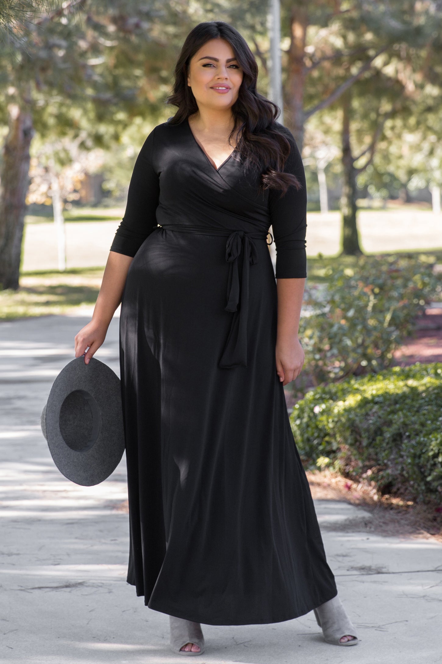 black tie wrap dress Elegant Black Wrap Dress with Waist Tie BIS WEAR