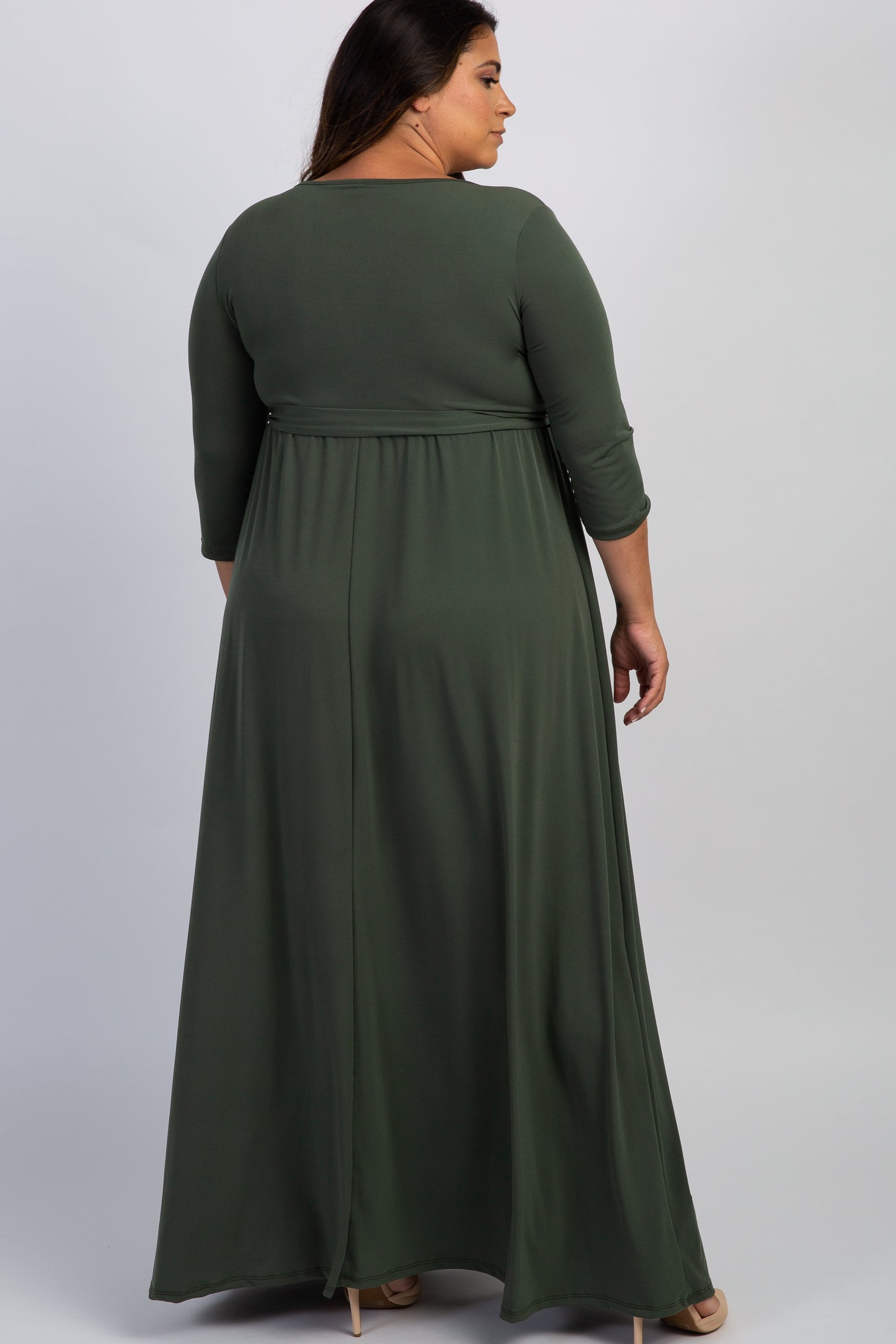 PinkBlush Olive Sash Tie Wrap Plus Maxi Dress PinkBlush Olive Sash Tie Wrap Plus Maxi Dress