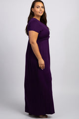 Purple Draped Plus Nursing Maxi Dress