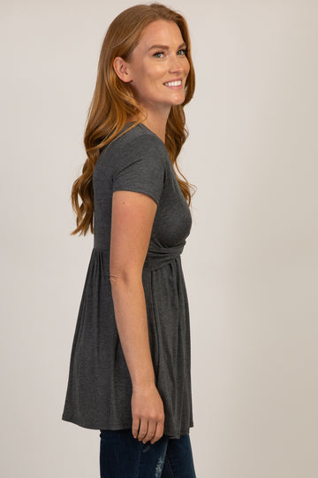 PinkBlush Charcoal Draped Front Nursing Top