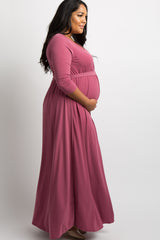 PinkBlush Mauve Sash Tie Wrap Plus Maternity Maxi Dress