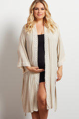 PinkBlush Ivory Crochet Trim Plus Delivery/Nursing Maternity Robe