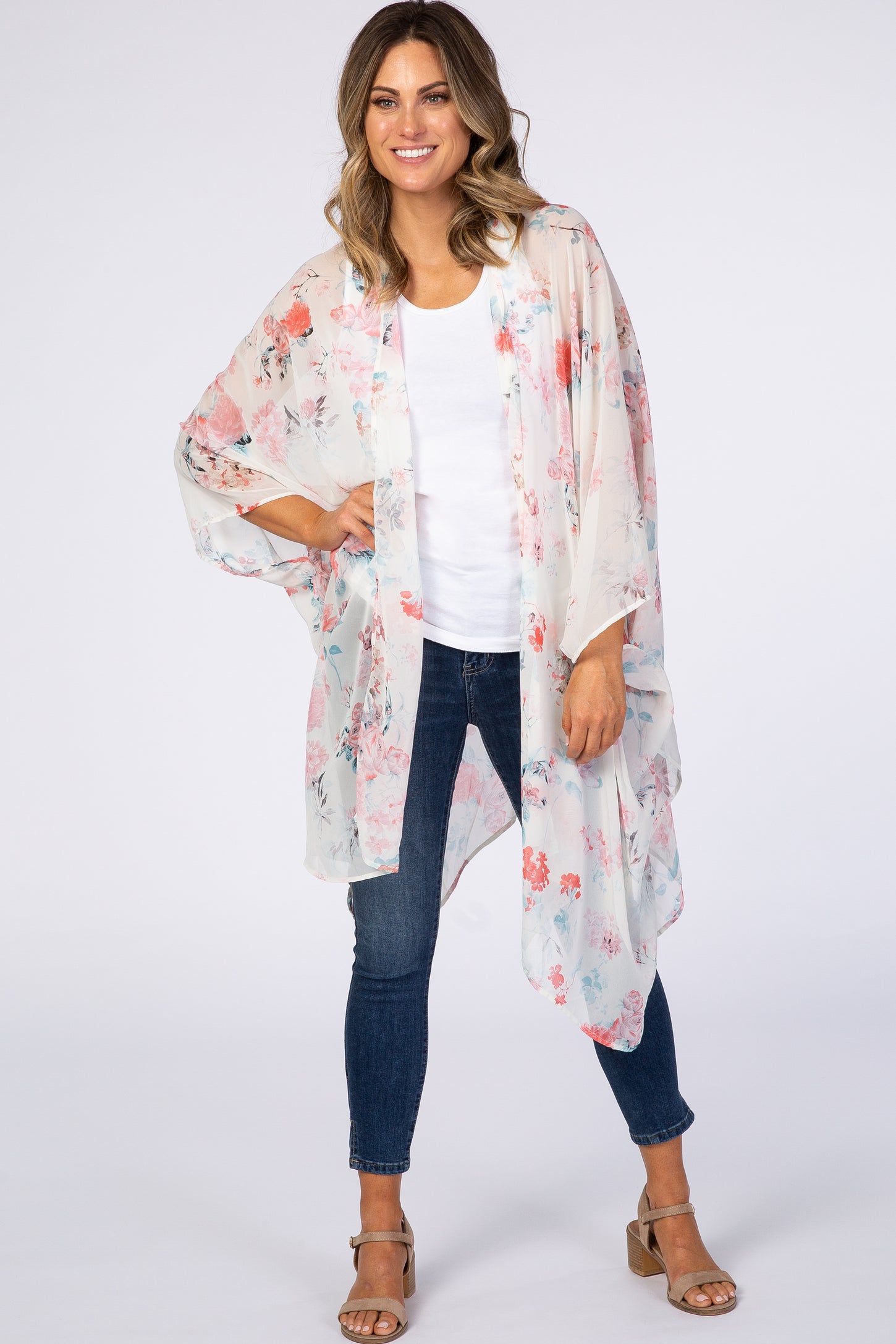 PinkBlush White Floral Maternity Cover Up