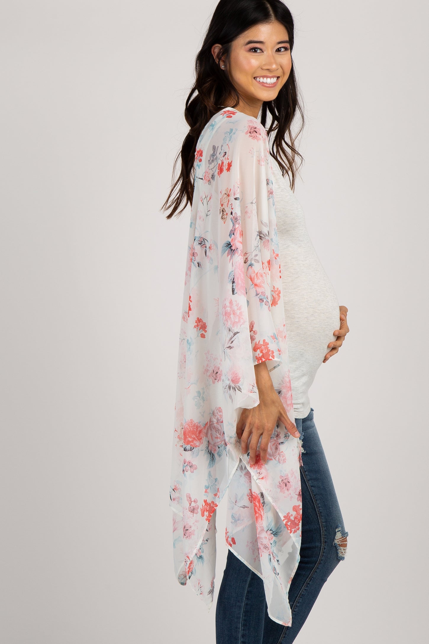 PinkBlush White Floral Maternity Cover Up