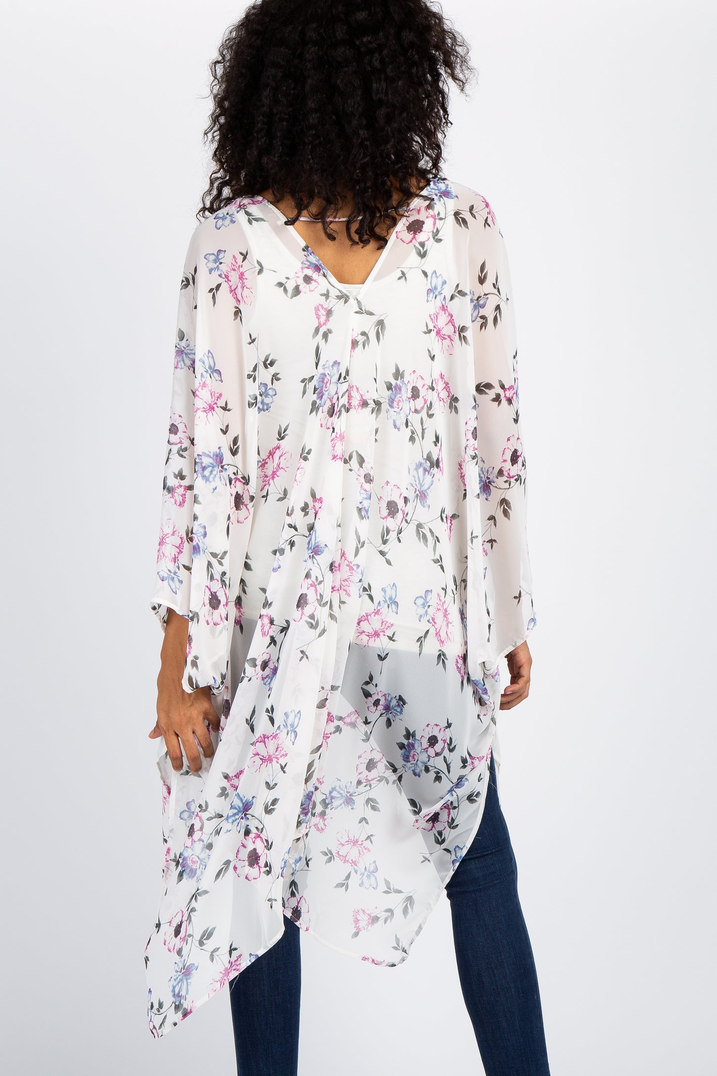 Ivory Floral Chiffon Oversized Maternity Cover Up