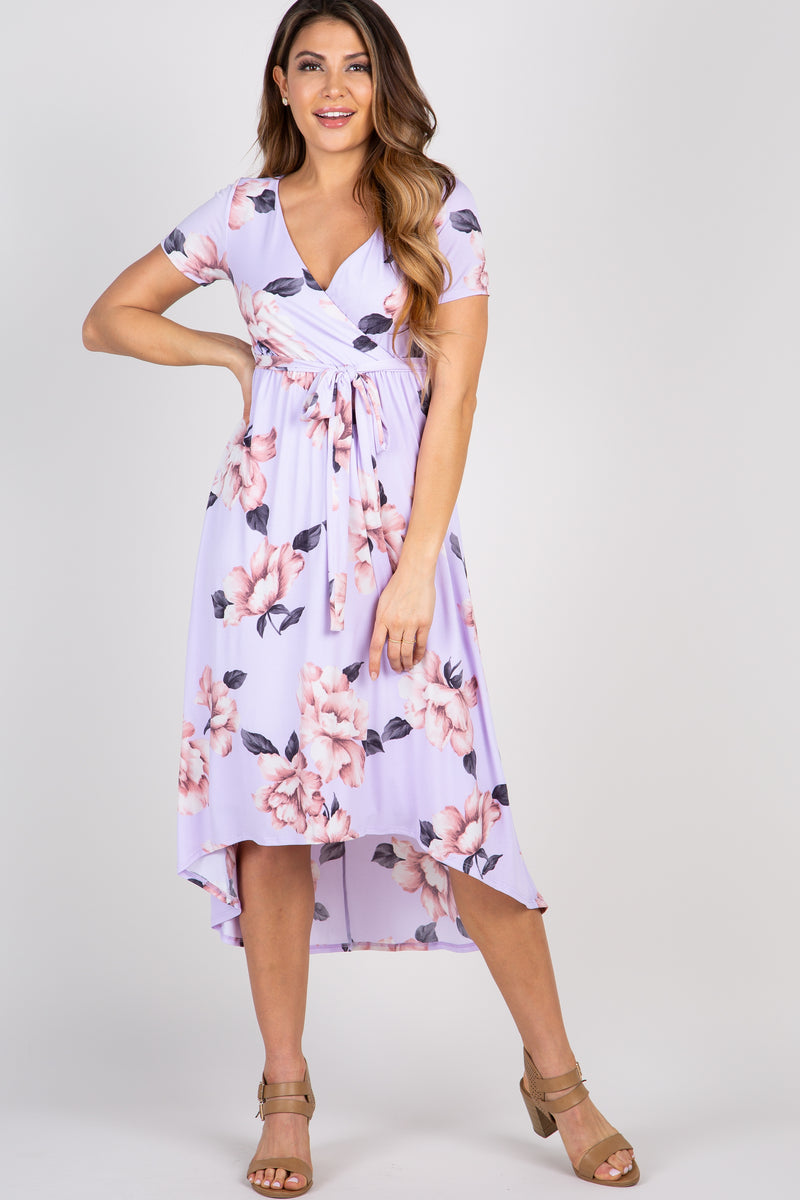 PinkBlush Lavender Floral Hi-Low Wrap Dress