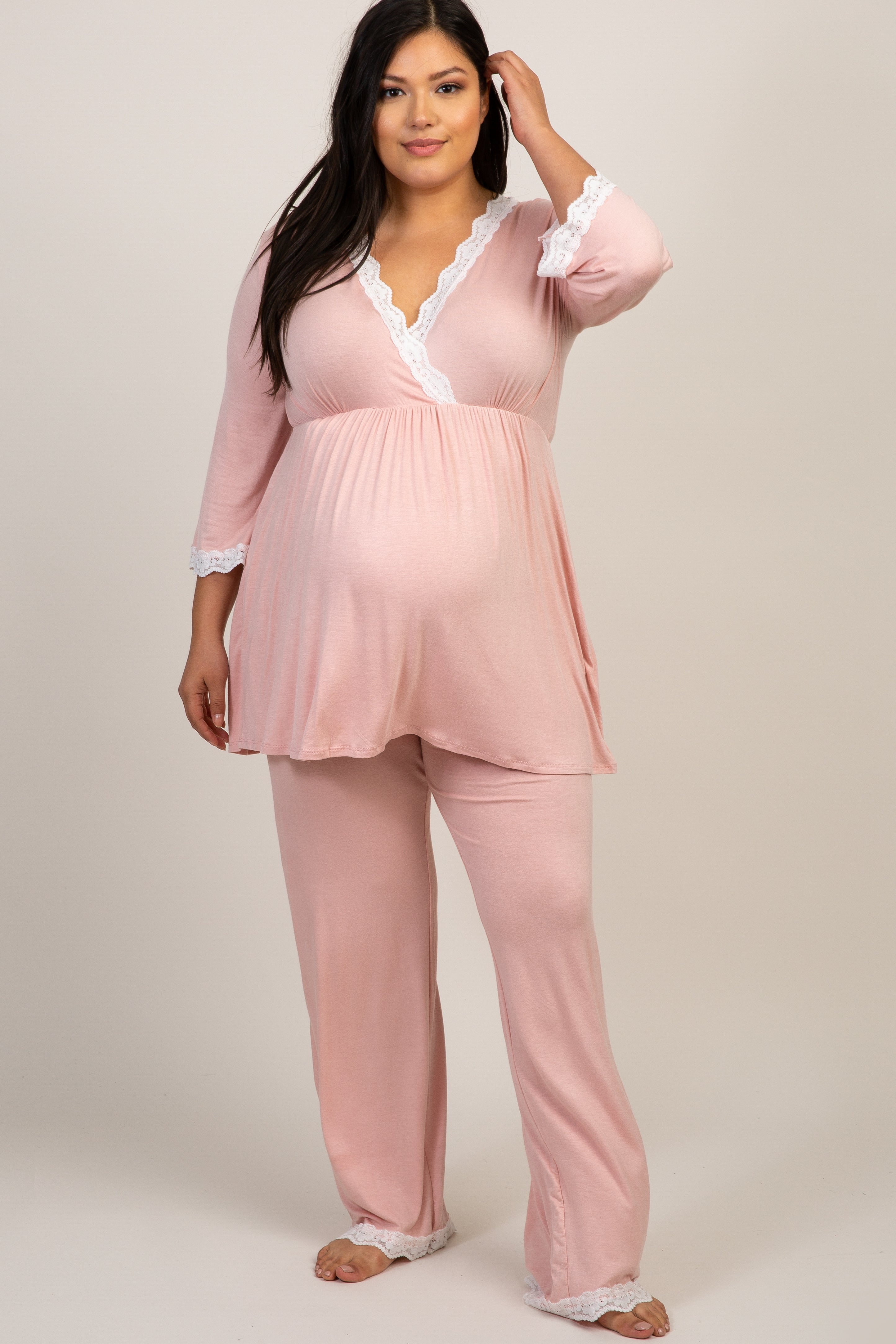 Grace Hospital Birthing Gown/Night Dress with Nursing Access - Pink