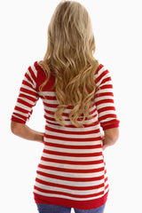 Red Striped 3/4 Sleeve Maternity Shirt
