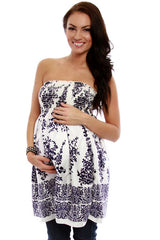 White Blue Print Maternity Dress/Tunic