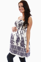 White Blue Print Maternity Dress/Tunic