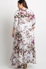PinkBlush White Floral Plus Nursing Wrap Maxi Dress