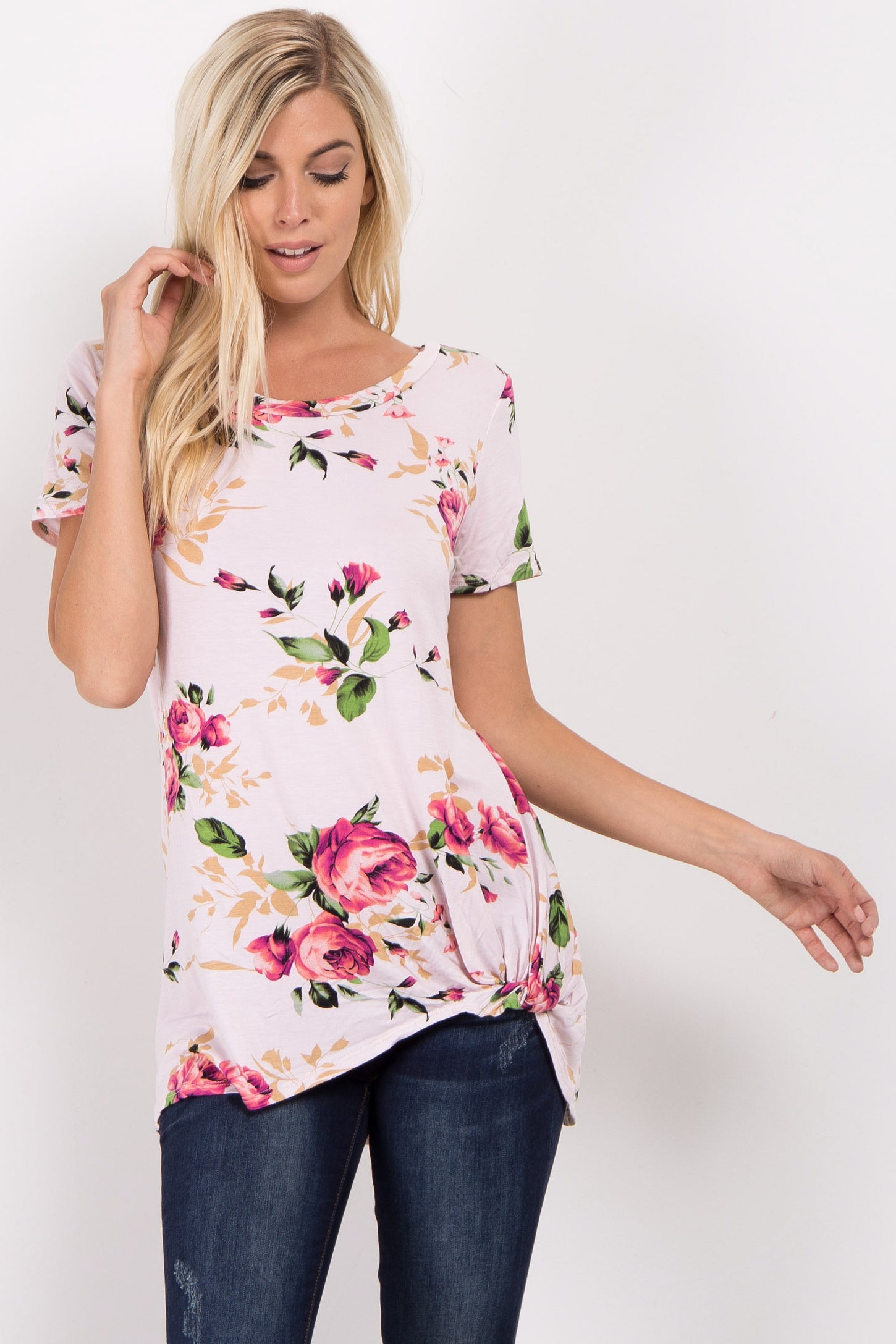 PinkBlush Pink Floral Maternity Knot Top