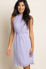 Lavender Chiffon High Neck Maternity Dress