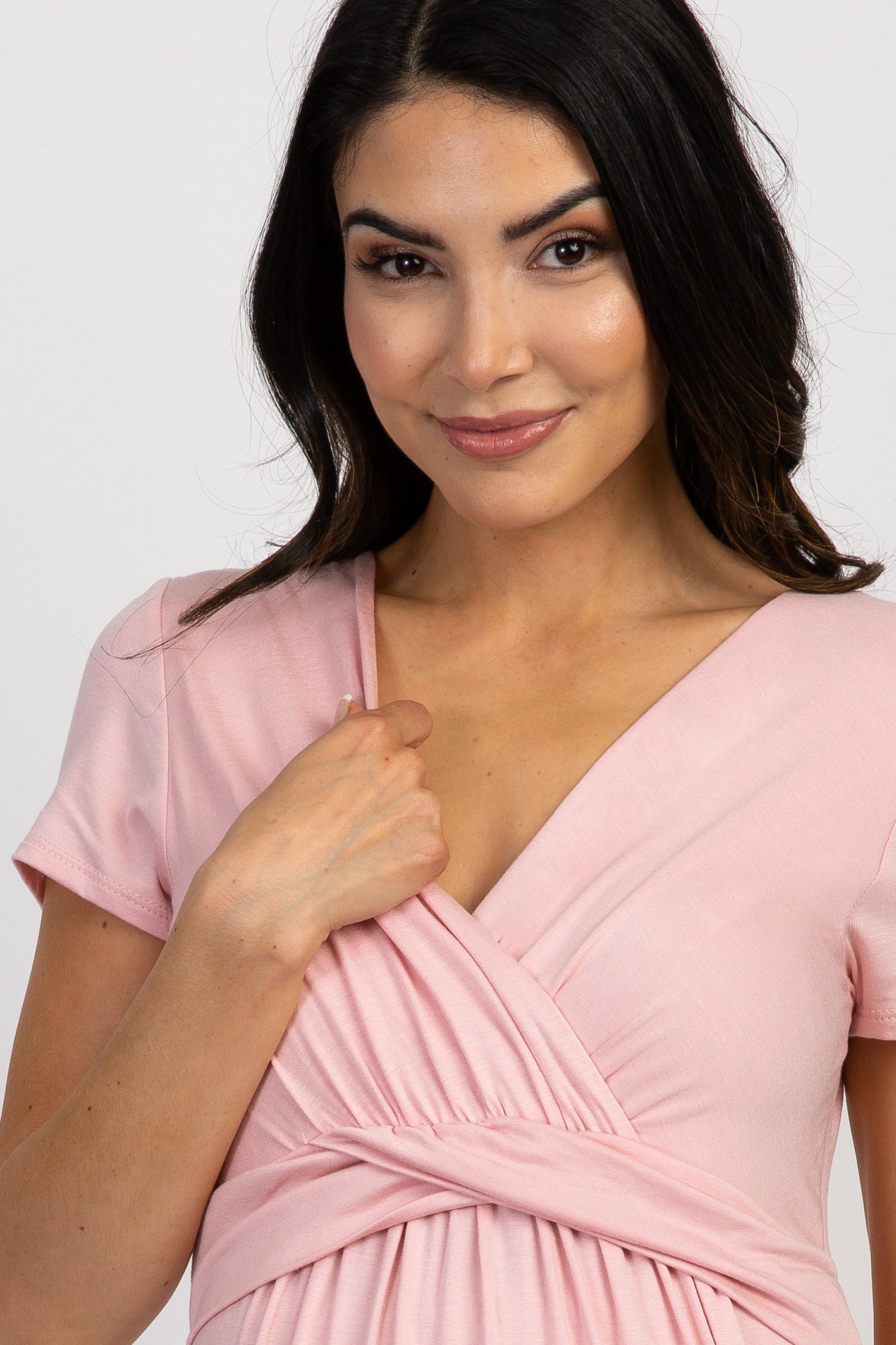 Tall Pink Draped Maternity/Nursing Maxi Dress PinkBlush Tall Pink Draped Maternity/Nursing Maxi Dress PinkBlush