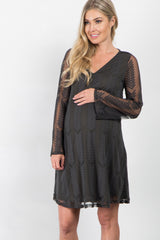 PinkBlush Dusty Olive Chevron Mesh Overlay Maternity Dress