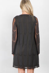 PinkBlush Dusty Olive Chevron Mesh Overlay Maternity Dress