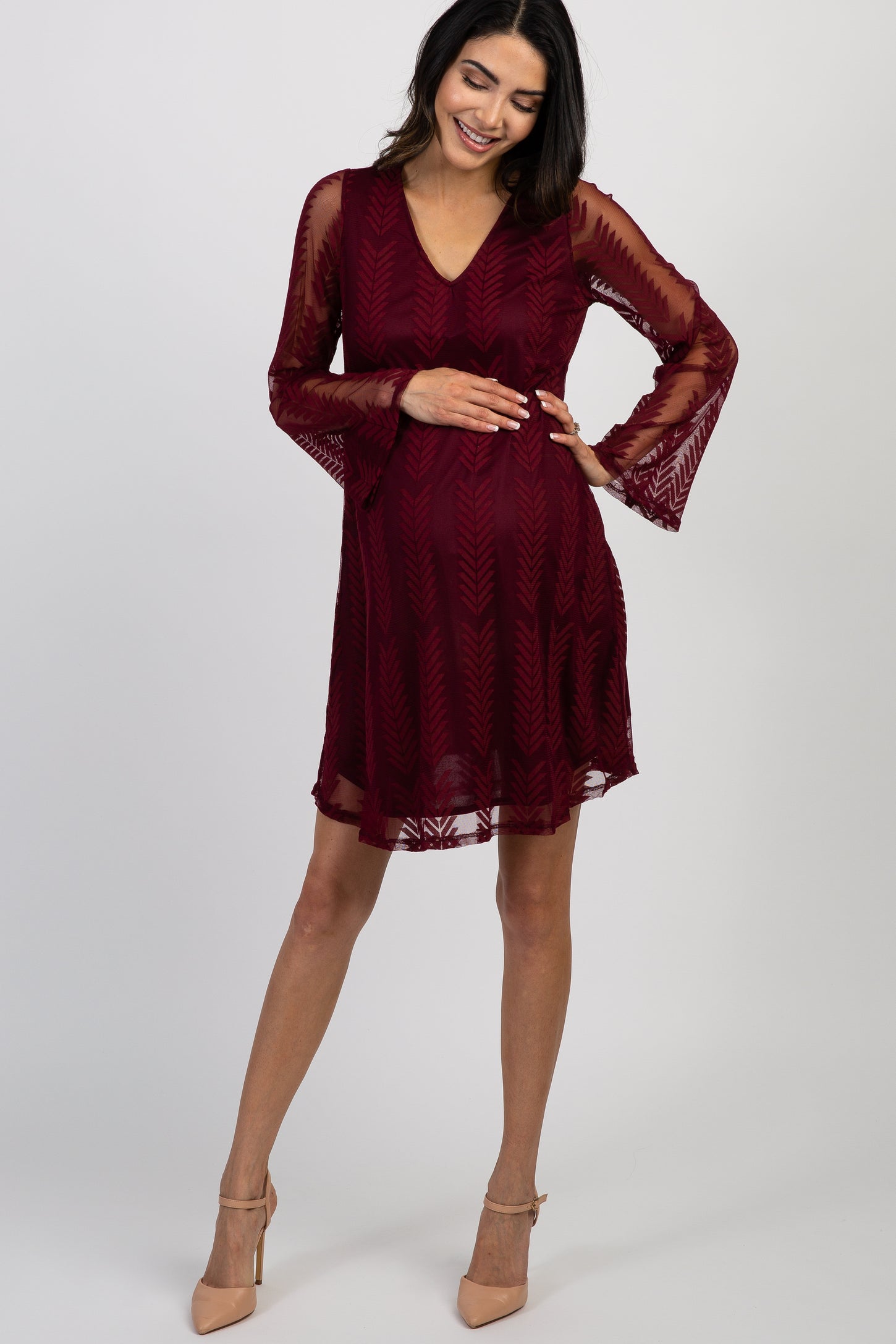 burgundy chevron dress Charcoal Burgundy Chevron A-Line Mini Dress XLarge
