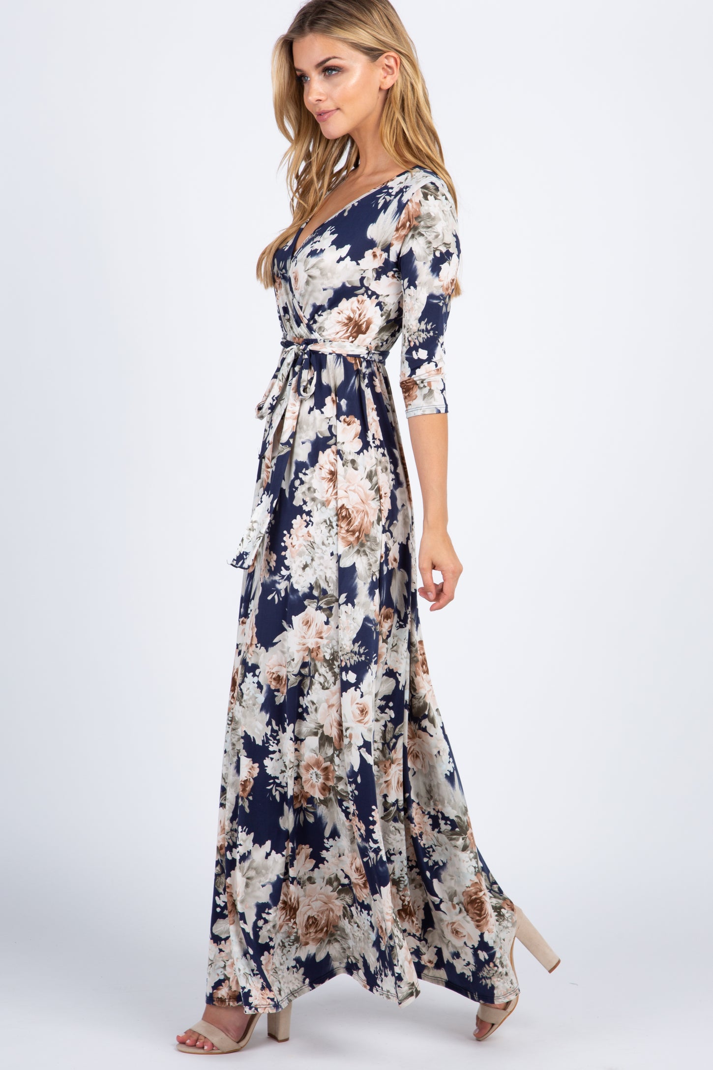 PinkBlush Navy Blue Floral Sash Tie Maxi Dress PinkBlush Navy Blue Floral Sash Tie Maxi Dress