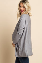 Heather Grey Pocketed Dolman Sleeve Maternity Top