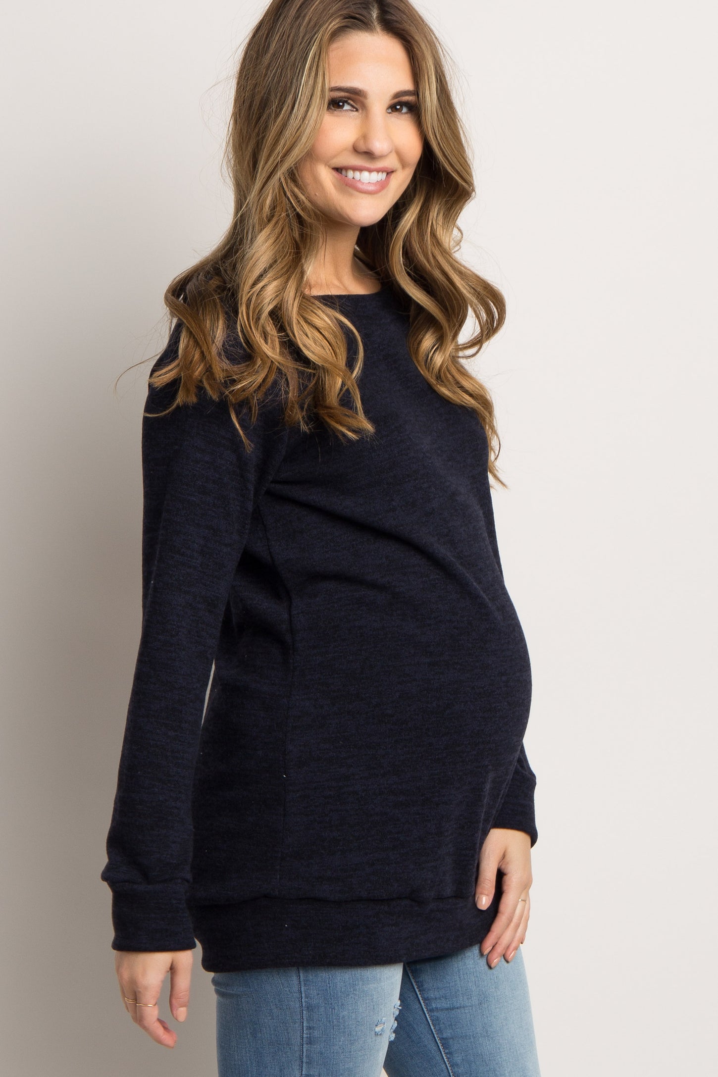 Navy Basic Maternity Sweater