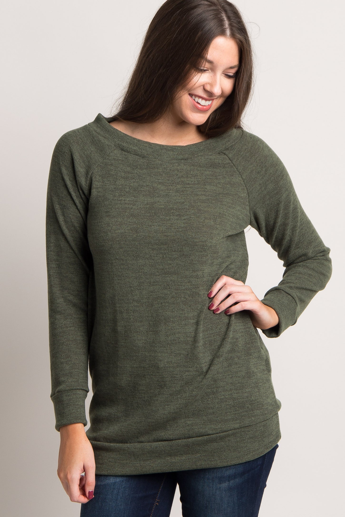 Olive Basic Maternity Sweater