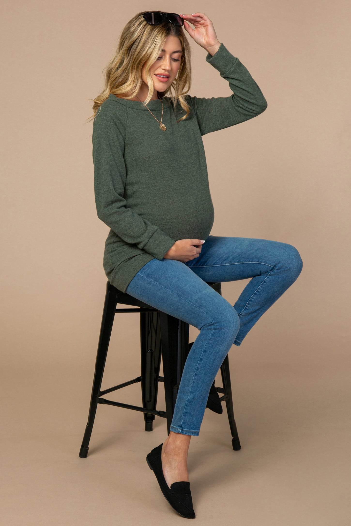 Olive Basic Maternity Sweater