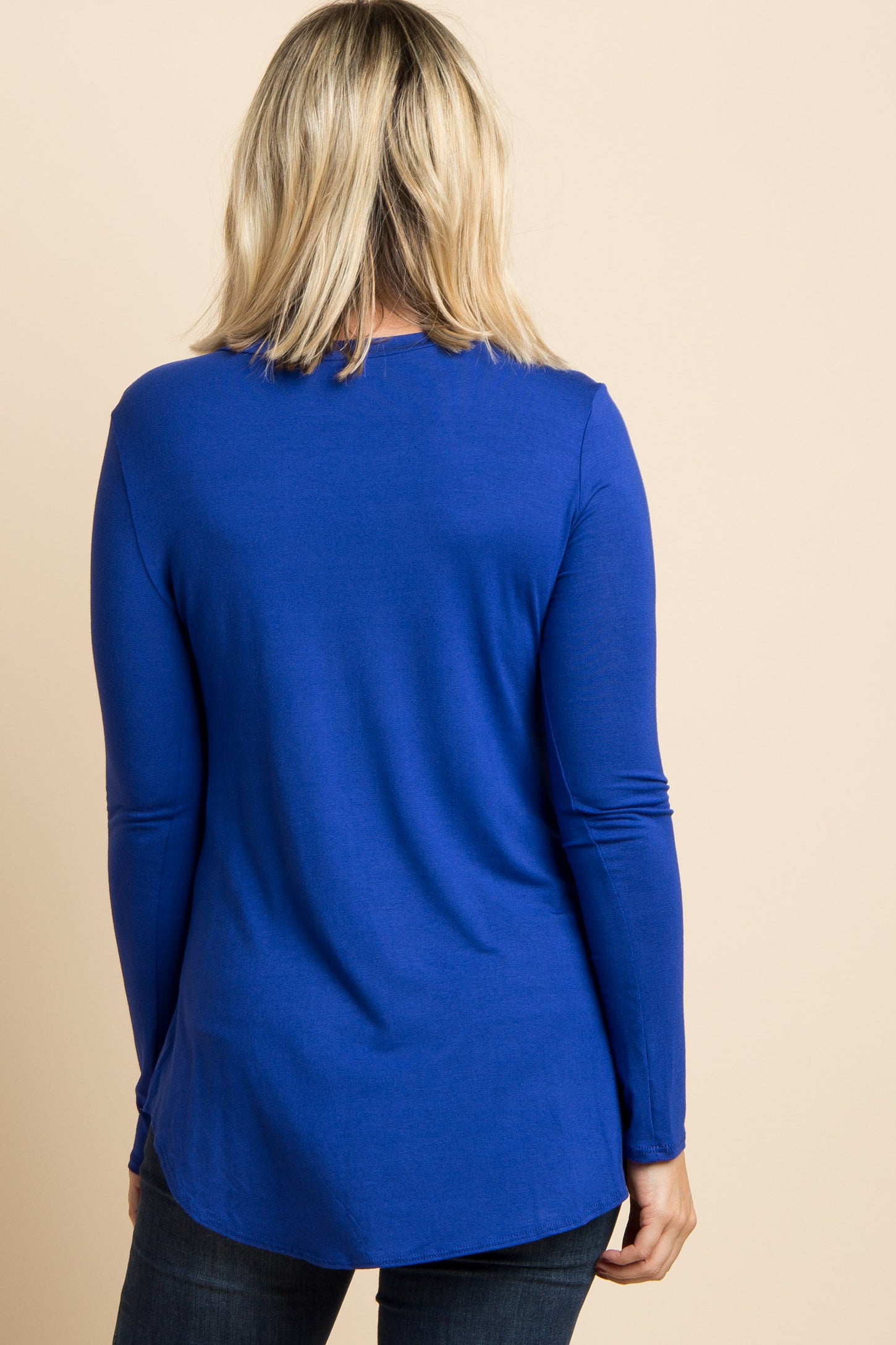 Royal Blue Basic Long Sleeve Maternity Top– PinkBlush