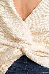 Ivory Open Knot Back Dolman Sleeve Maternity Sweater