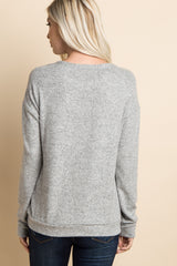 Grey Lace Accent Soft Knit Sweater