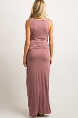 PinkBlush Mauve Sleeveless Fitted Maternity Maxi Dress